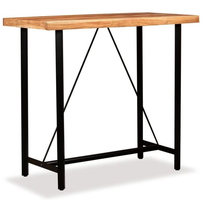 Magnifique Table de Bar Haute Table de Comptoir-Table de Bar Extérieur-Mange-debout Cuisine Bois massif d'acacia 120x60x107 cm