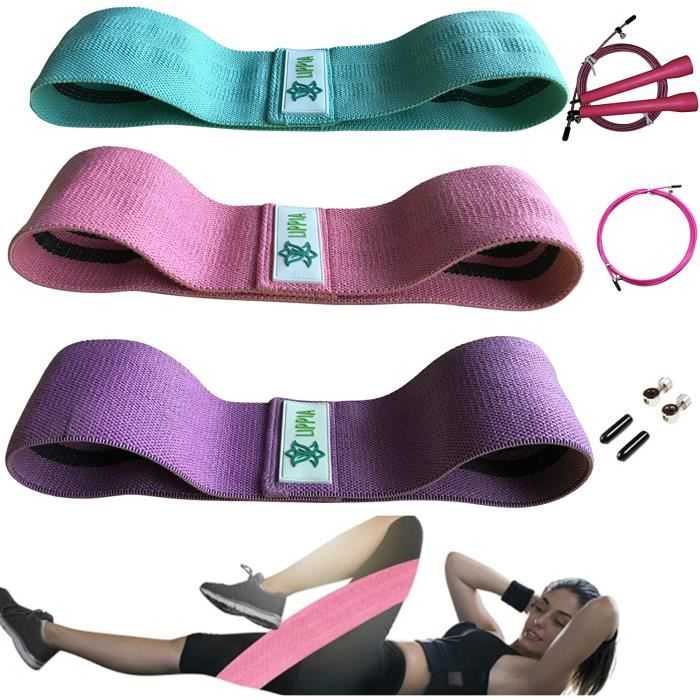 CORDE A SAUTERLIPPIAreg Pack Bandes Tissu Elastique Reacutesistance Fitness Antideacuterapant Lot DE 3 Corde agrave Sauter Acc129