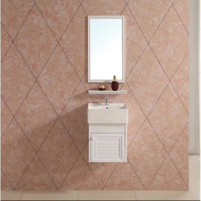 Ensemble Meuble de salle de bain AICA Meuble sous vasque 40x38.5x38.5 cm,Lavabo, Miroir - Blanc Matte