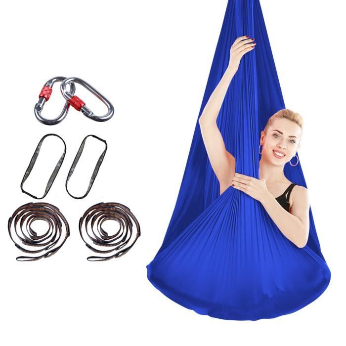 Yoga Hamac Balançoire Nylon Bande élastique Durable Élastique Aérien -bleu