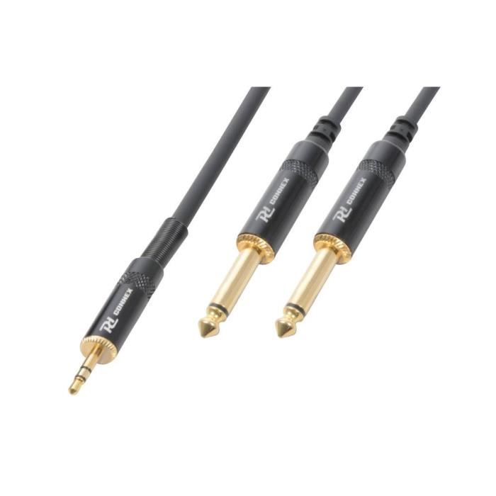 Cordon jack 3.5 mâle stéréo / 2 x jack 6.35 mono, 1.5 m, HQ-PD Connex