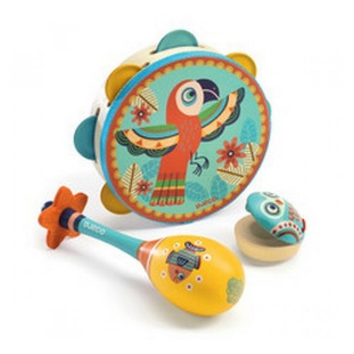 Set de tambourin/castagnette/maracas Animambo