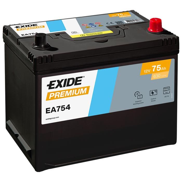 BATTERIE EXIDE PREMIUM D26 12V 75AH 630A 270X173X222 +D EA754