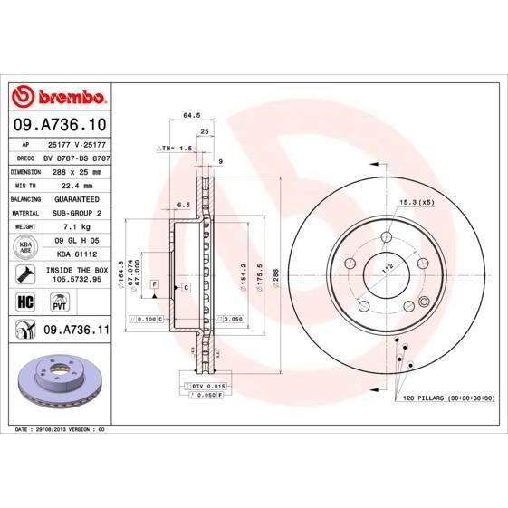JEU DE DISQUES BREMBO 09.A736.11