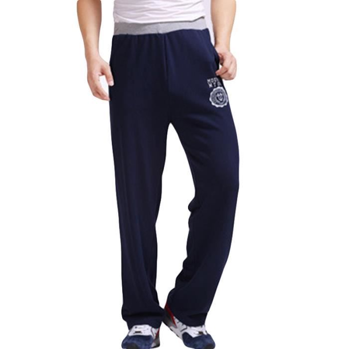 Pantalon de jogging Homme sport en baggy Droit Pantalon Homme 100% coton - Noir