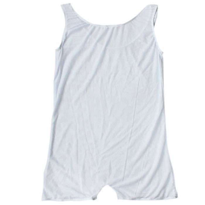 Body Homme Sexy Transaprent Combinaison Boxer Erotique Lingerie Leotard Jumpsuit Blanc