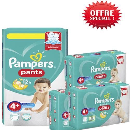 Pampers Taille 4+ - 215 couches bébé baby dry pants