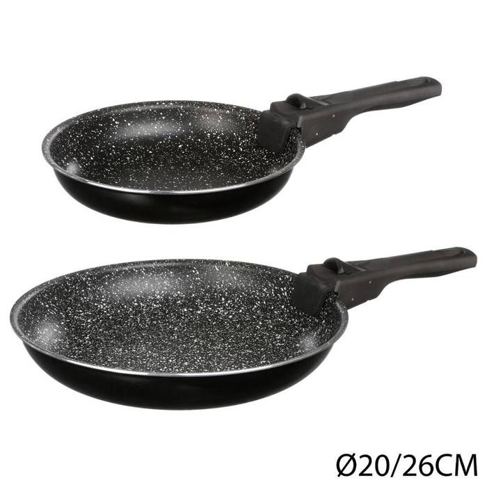Lot de 2 poêles Ø20/26cm avec poignée amovible tous feux