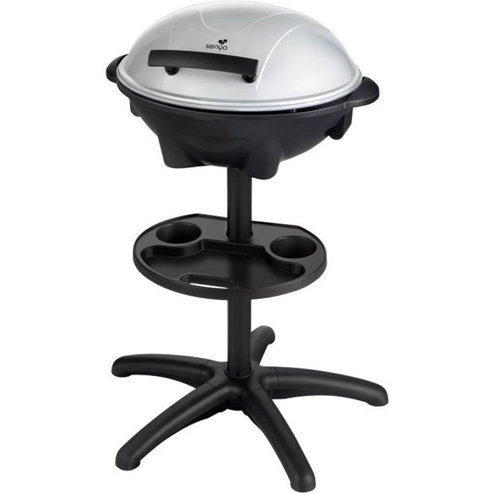 SENYA Barbecue électrique sur pied et table gris 2400W - Intérieur et extérieur - Compatible au lave-vaisselle - Barbecue Party