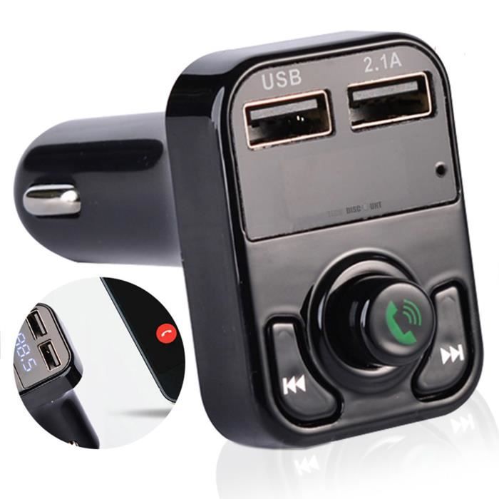 TD® Transmetteur fm Chargeur allume cigare voiture 2 ports USB bluetooth mains libres téléphone portable mp3 lecteur récepteur rapi