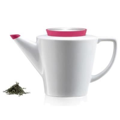 Théière en porcelaine blanche 1L et couvercle fushia 9101141 - Viva scandinavia
