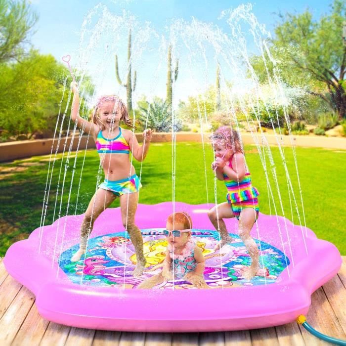 Tapis de jeu pour fille 170cm de diamètre Coussinets d'extérieur Sirène Jouets Pataugeoires gicleurs Piscine gonflable pour enfants