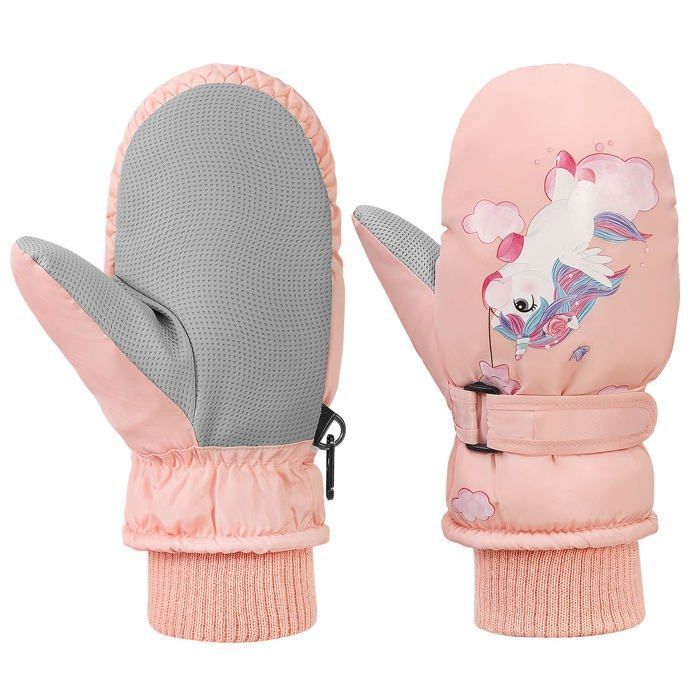 Moufles De Ski Licorne Enfants 1–8 Ans – Étanches, Doublure Polaire, Sangle Réglable