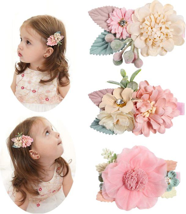 10 Pcs Mini Pince à Cheveux Perle en Forme de Fleur, Barrette Clips de