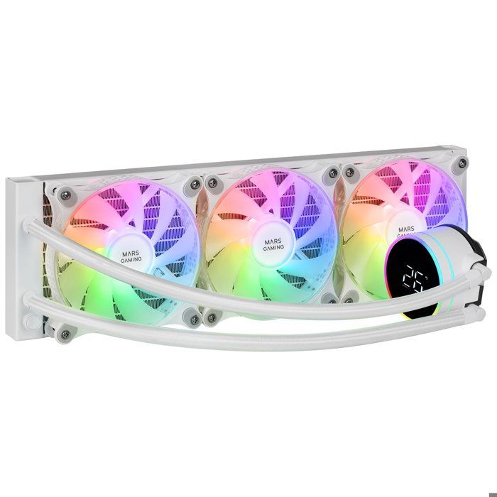 Mars Gaming ML-LCD360 Refroidissement Liquide AIO TDP 600W 3x Ventilateurs ARGB 120mm Écran LCD Multisocket Universel Blanc