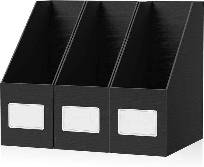 Lot De 2 Porte-revues En Carton Extra Robuste (2150 G/m²) - Design Moderne Avec Motifs Animaux - Dimensions 25,5x10,5x30 Cm - Pour Bureau, Maison, école - Bleu