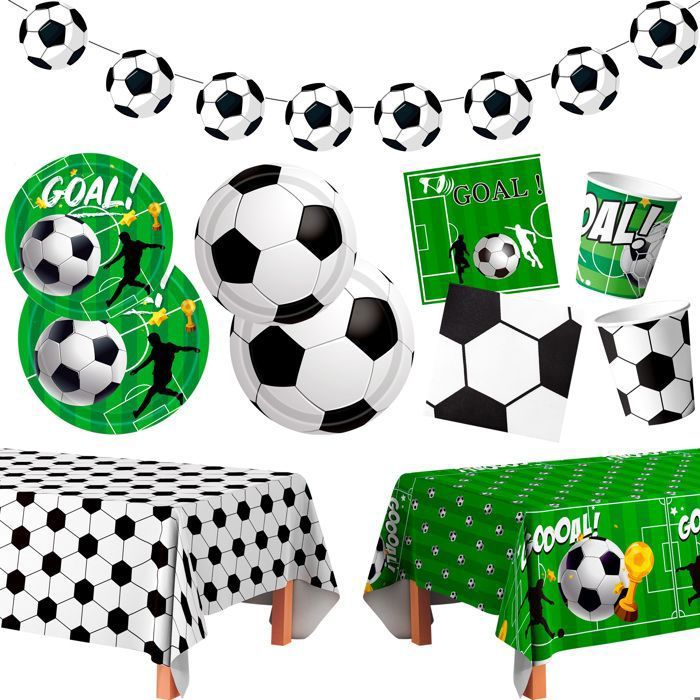 Décoration Anniversaire Thème Football 7 Ans - Service 16 Personnes | Vaisselle Et Ballons