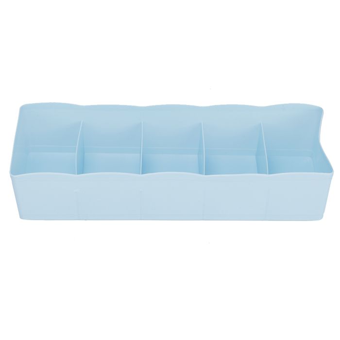 Organisateur de Tiroir en Plastique Panier de Sous-Vêtements Chaussettes avec 5 Grilles(Bleu)