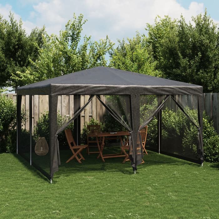 vidaXL Tente de fête avec 8 parois latérales en maille anthracite 4x4m 4010064