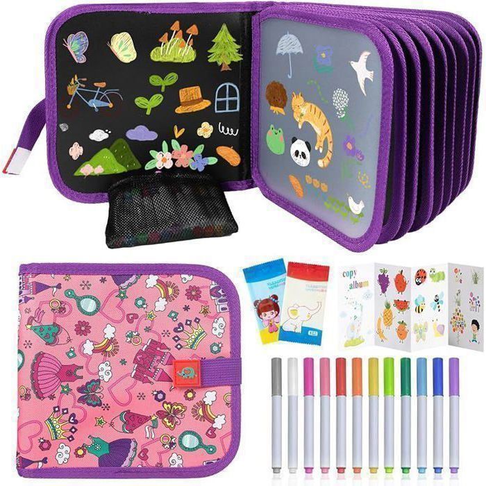 Livre De Coloriage Effaçable Pour Enfants - Avec 12 Crayons, Réutilisable, Portable, Pour Voyages, âge 2-6 Ans
