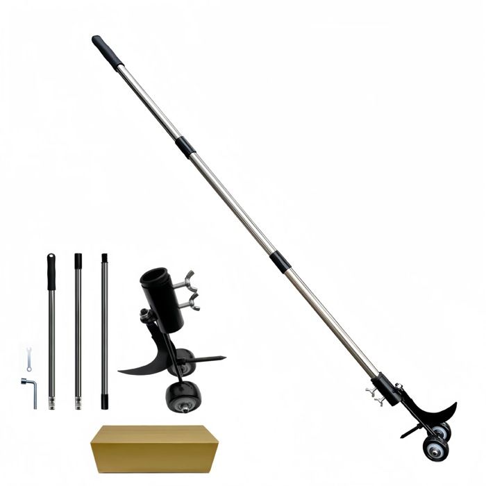 GHWMYD Balai Métallique Désherbage 160 Cm – Manche Amovible Réglable – 2 Têtes Brosse Rigide Anti-Mousse & Grattoir