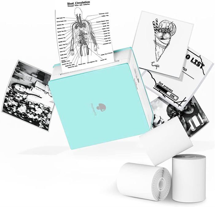 M02 Imprimante De Poche 3 Rouleaux De Papier Inclus Mini Imprimante