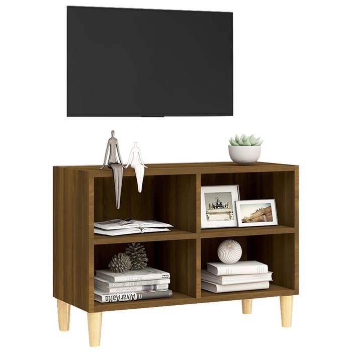 Meuble TV/Hi-Fi - mango - avec pieds en bois massif - Chêne marron - 695x30x50 cm M96
