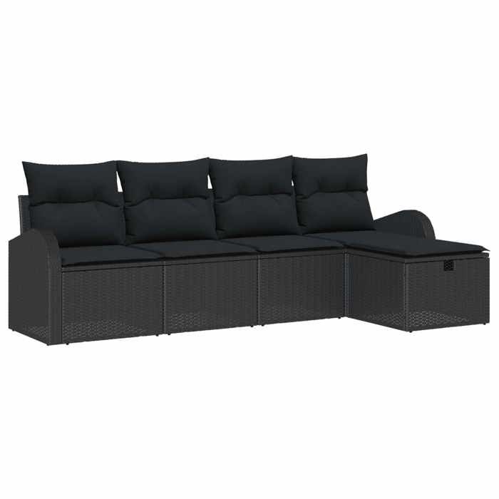 vidaXL Ensemble de Canapés avec coussin avec stockage Noir polyrotin 3359062