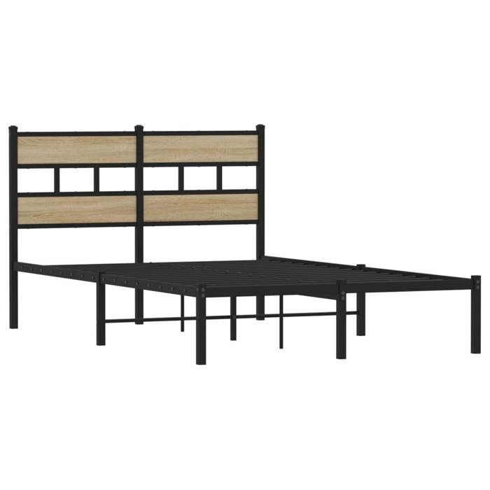 Lit Brun - LEMON - Cadre de lit - sommier à lattes en métal sans matelas chêne sonoma 120x190 cm FR875