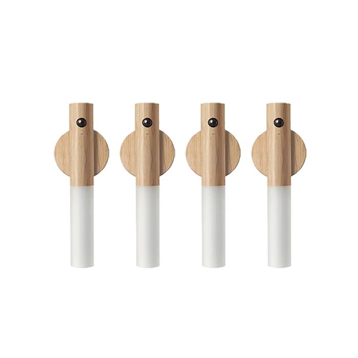 4 lampe murale LED rechargeable avec détecteur de mouvement intelligent veilleuse magnétique sans Blanc