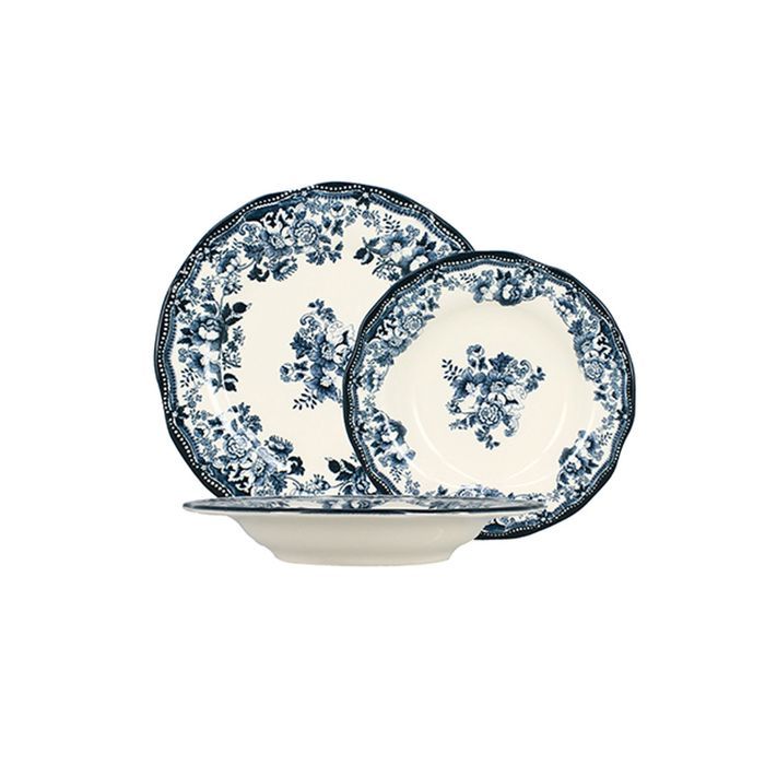 Lot 36 assiettes faustine en porcelaine blanche et bleue