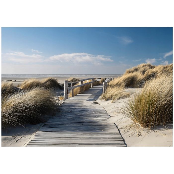 Papier Peint Panoramique Intissé Beige Plage Mer - 350x250 cm - Papier ...