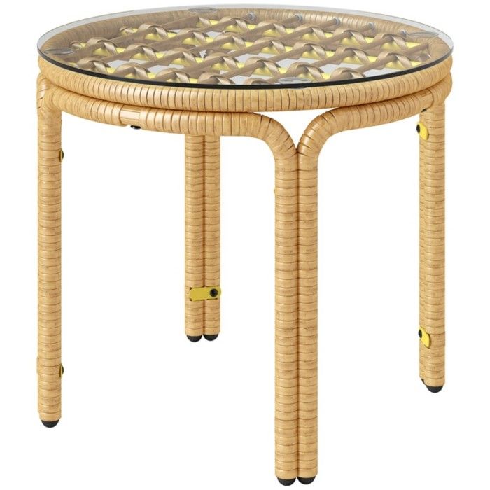 Table D appoint Polyrotin Jaune 50x50x44cm Plateau Verre Tremp Table table-d-appoint-polyrotin-jaune-50x50x44cm-plateau-verre-tremp-table