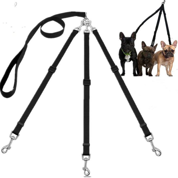 Laisse pour chien 3 en 1 - Réglable de 55 à 80 cm - Rotation à 360° - Trois sangles - AmovibleLaisse multifonctionnelle pour chien