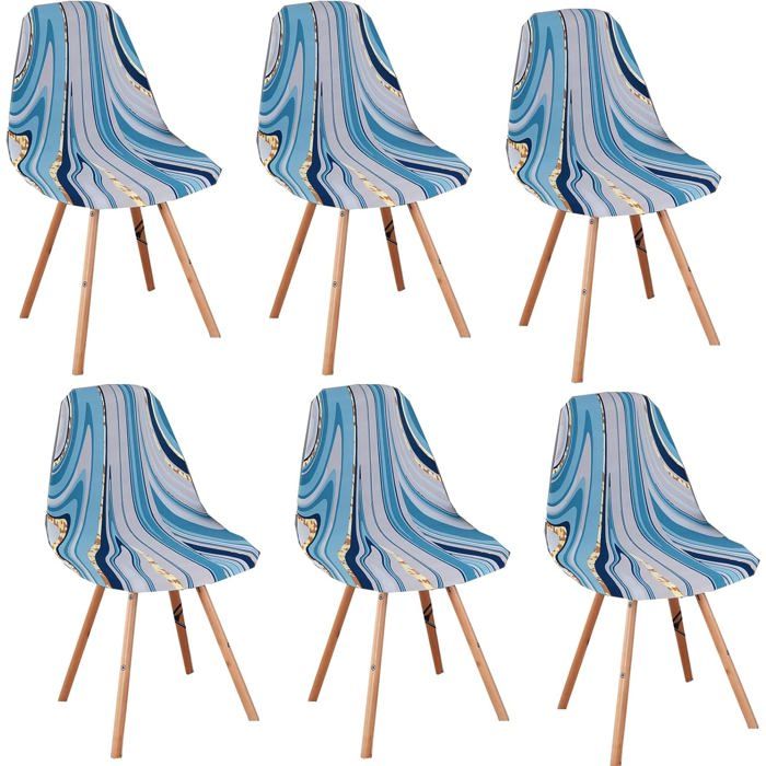 6Pcs Housse de Chaise Scandinaves Extensible Housse de Chaise de Salle à Manger bleu gris 6Pcs Housse de Chaise Scandinaves Extensible Housse de Chaise de Salle à Manger bleu gris