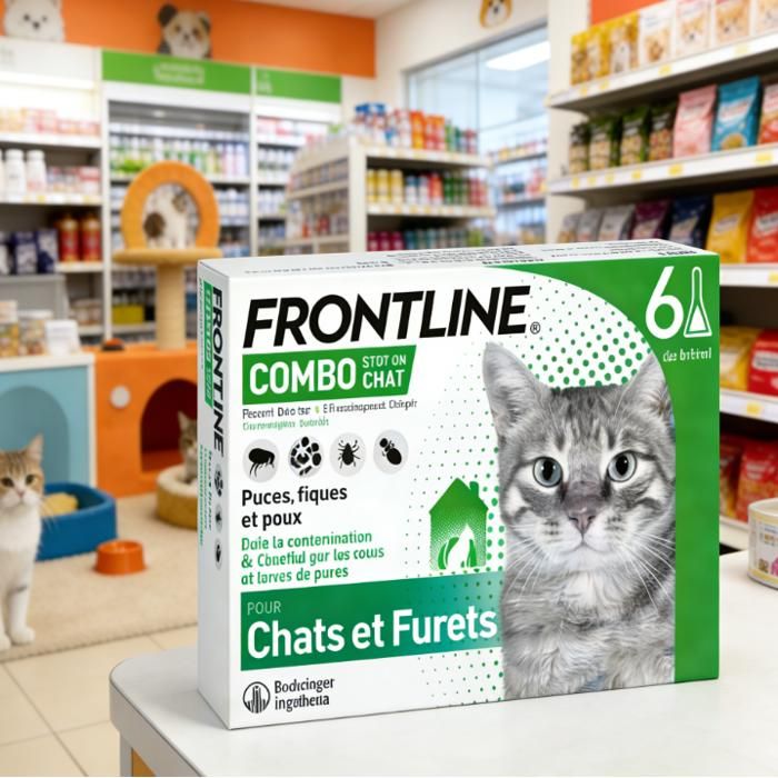 Comparer les prix de FRONTLINE Combo Chat - Anti Puces Tiques & Poux - Contre Larves & Oeufs - Elimine & Tue 6 Pipettes