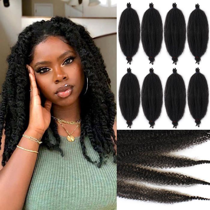 Extensions de cheveux crépus bouclés - ESTAMPILLE - 12 Pouces - Pré-séparés - 8 Paquets - Cheveux synthétiques