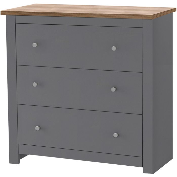 Emerald - Commode Avec 3 Tiroirs En Effet Chêne Gris