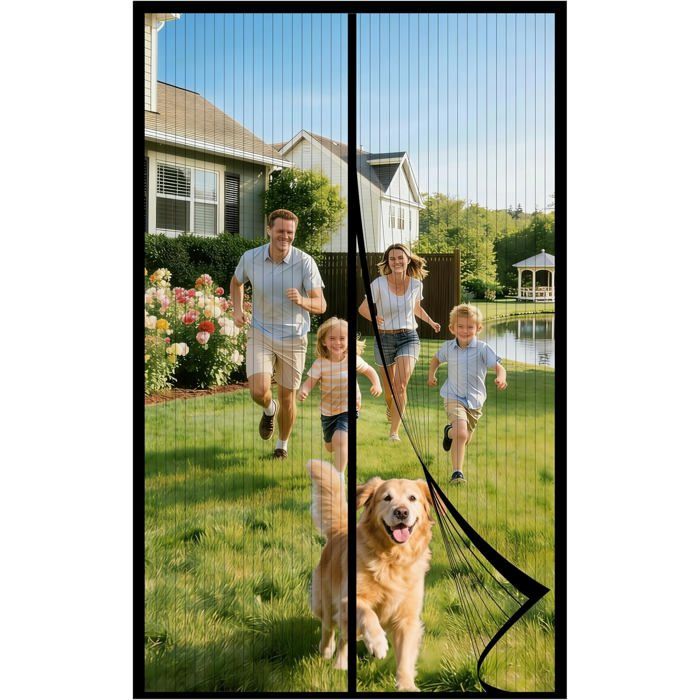 Moustiquaire magnétique pour porte - DEKOPRO - 90x190 cm - Maille ultra fine - Fermeture magnétique