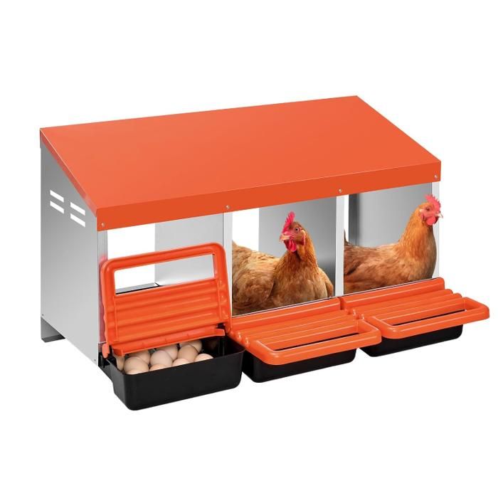 Pondoir à poules - 3 compartiments 796x525x475 cm - Acier galvanisé - Plastique haute résistance - Compartiments 265 mm