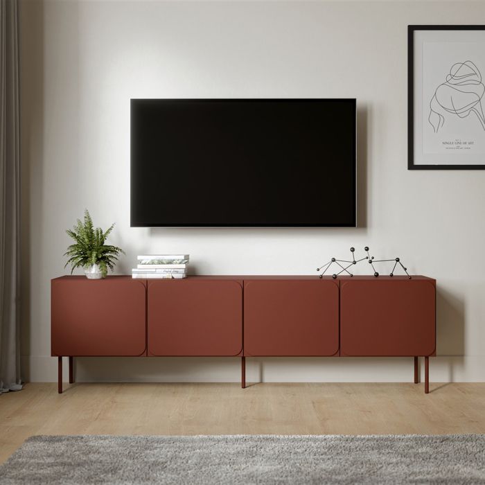 Meuble TV Mornago Dmora en Bois Marron Terracotta 200x42x60h cm Meuble TV Mornago Dmora en Bois Marron Terracotta 200x42x60h cm