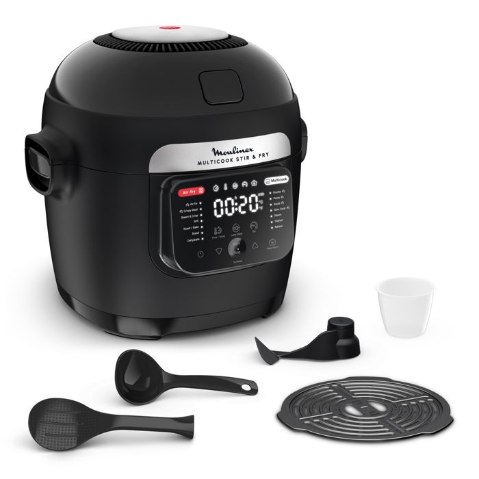 Multicuiseur Moulinex Multicook Stir&Fry MZ7408F0 – 6L, 14 Programmes, Pale de Mélange Automatique