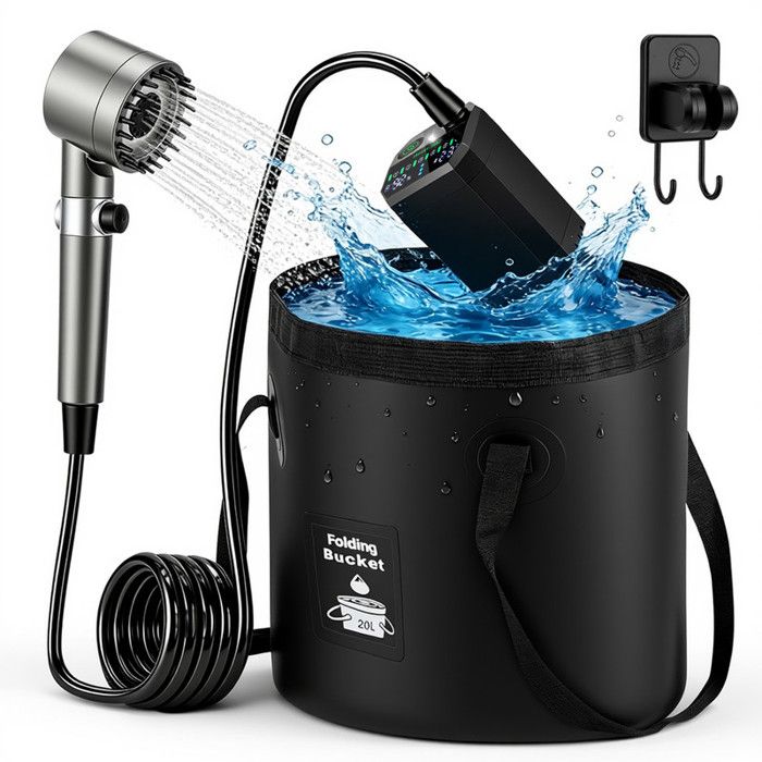 Douche portable douche de camping portable avec éclairage LED Douche Extérieure à 6 Modes pour Camping Vanlife Plage Chien
