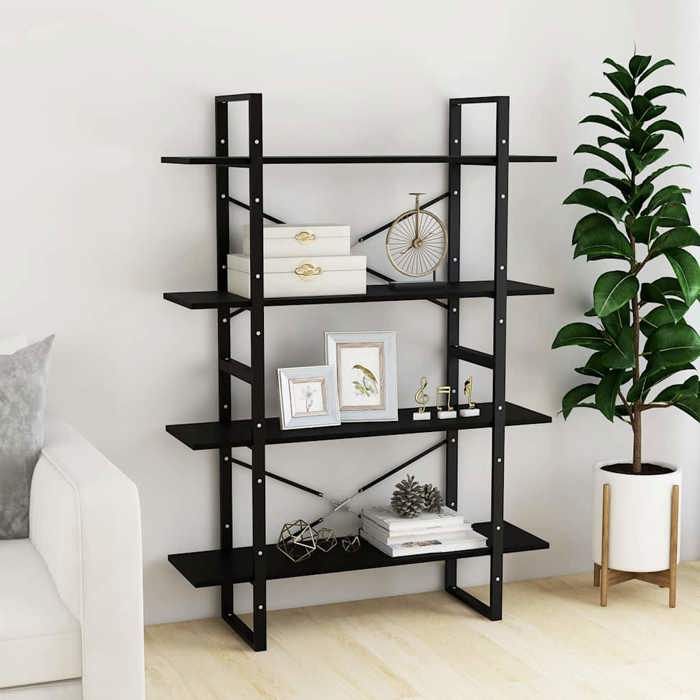 Étagère pour livres - Noir - Bibliothèque moderne - à 4 niveaux - Noir 100x30x140 cm Bois de pin massif B1946