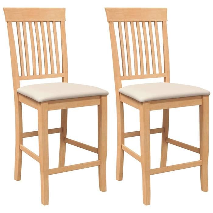 Les SoldesTabourets de bar avec coussins - Tabourets Cuisine - (2 pcs) - 2 personnes - en bois massif naturel et caoutchouc(48x5