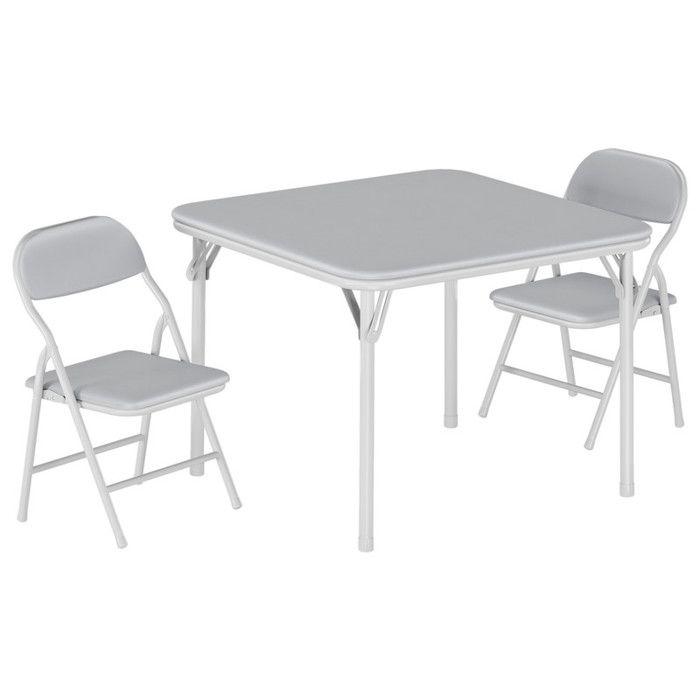 Ensemble 1 table et 2 chaises enfant pliant - Table d’activité portable gain de place - Pour repas jeux et apprentissage - Gris