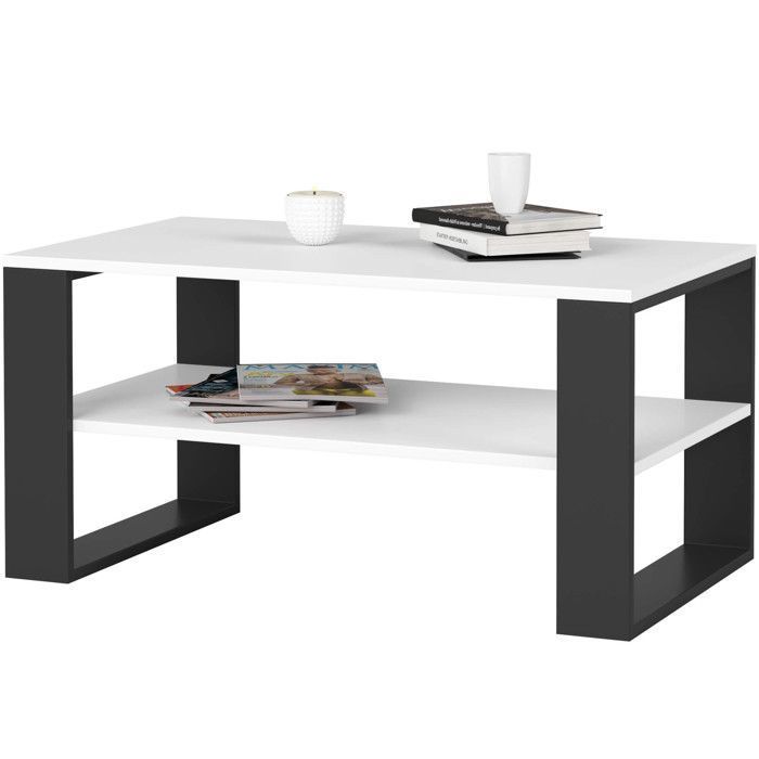 Table basse AKORD ALEX Blanche 92 cm pieds Noirs 92x53x45 cm Table basse AKORD ALEX Blanche 92 cm pieds Noirs 92x53x45 cm