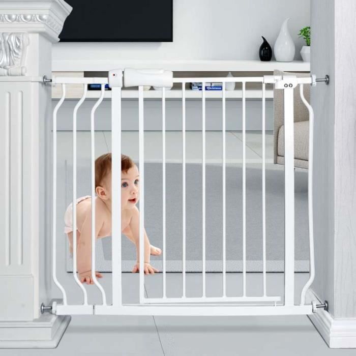 Dreamade Barriere De Securite Pour Bebe Ferme Automatiquement La Porte De L Escalier Avec 4 Decoupes Murales Sure Cdiscount Puericulture Eveil Bebe