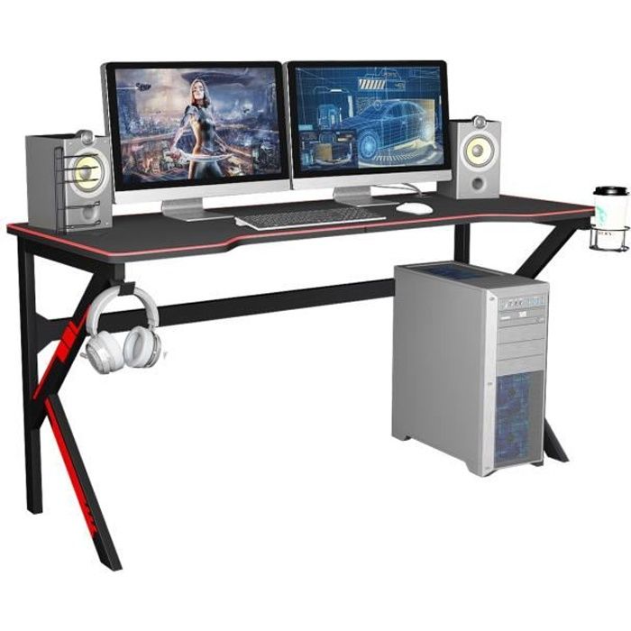 Bureau Gamer SogesHome 160 Cm - Noir - Avec Tapis De Souris Géant Et Support Casque - Neuf Sous Emballage