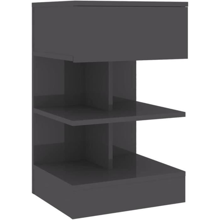 VidaXL Table De Chevet Moderne Gris Béton – Armoire De Nuit Avec Étagère Rangement 40x30x40 Cm